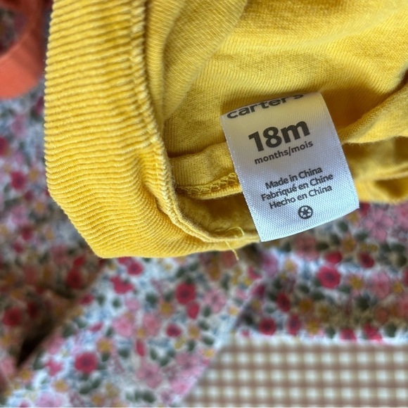 Carter’s Pinafore dress mouse pocket floral flowers + Orange romper.18 month - Picture 14 of 15